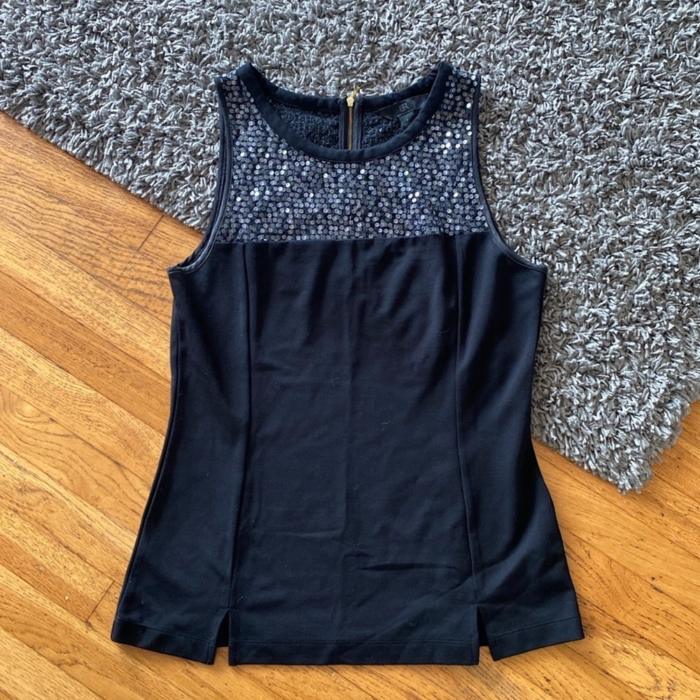 Sleeveless Black Sequin-Embellished Women's Top